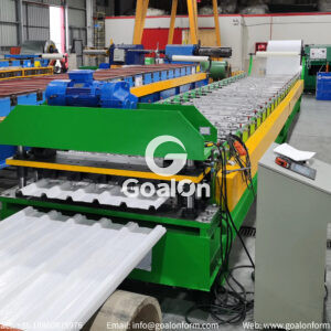 Film-Laminated IBR Trapezoidal Roof Panel Roll Forming Machine Hydraulic Cut (1)