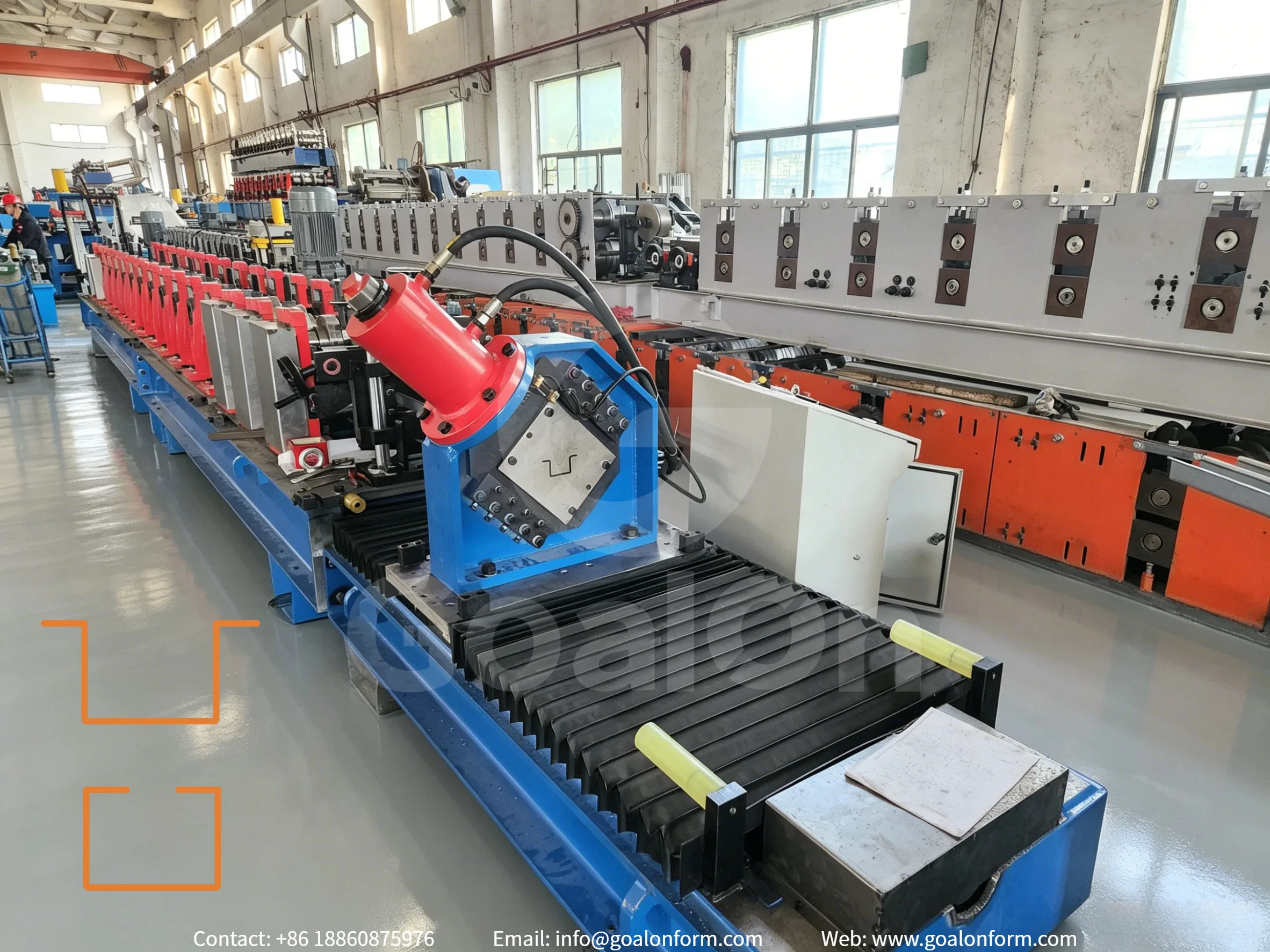 hat purlin roll forming machine with standalone hydraulic punching machine